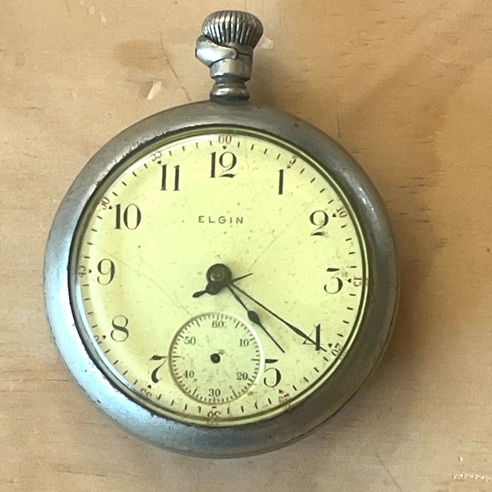 Vintage Elgin Pocket Watch Subdial Crown Stopper Parts Or Repair‎